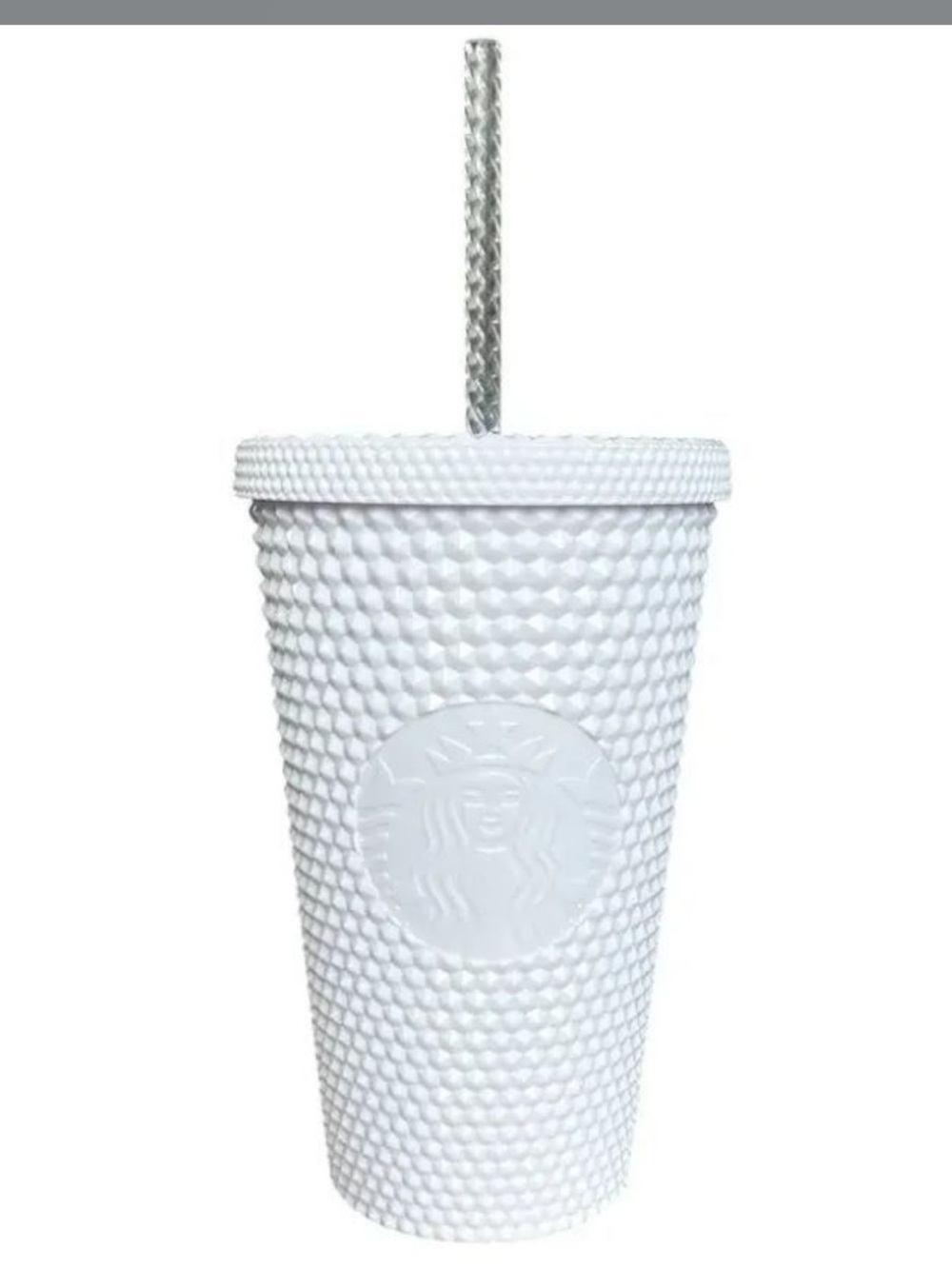 NWT Case of 4 Starbucks White Studded Siren Logo Grande Tumblers coffee cup 16o
